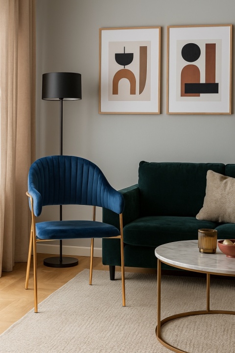 Krzesło tapicerowane Velora Niebieskie